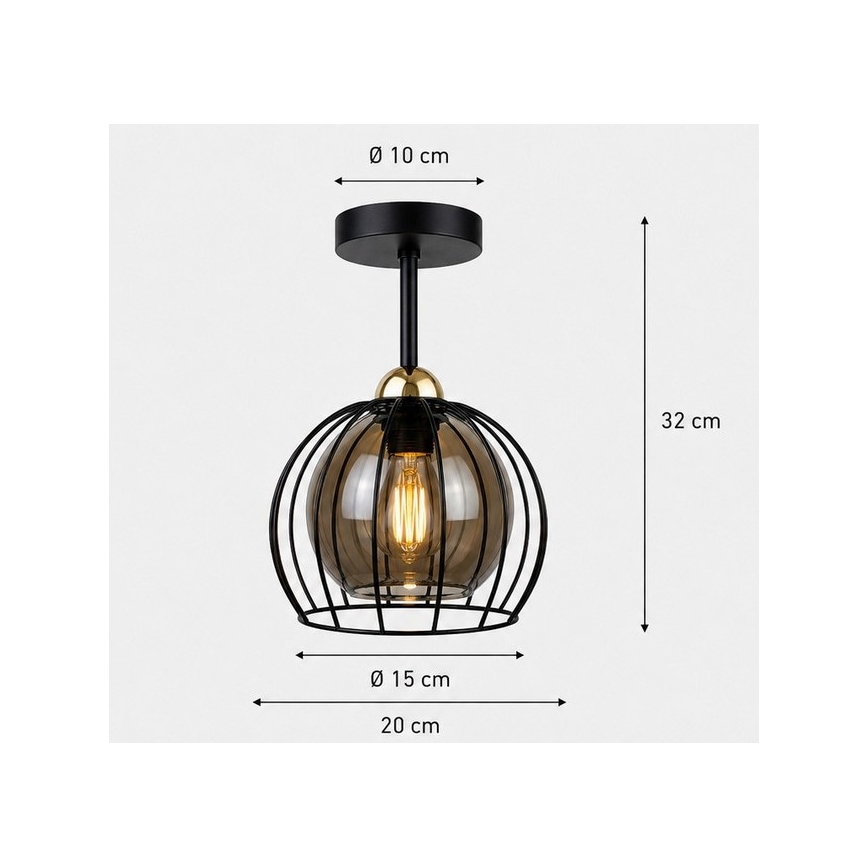 Aufbauleuchte SOLO BLACK 1xE27/60W/230V schwarz/golden
