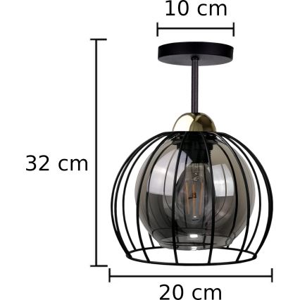 Aufbauleuchte SOLO BLACK 1xE27/60W/230V schwarz/golden