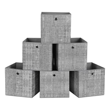 Aufbewahrungsboxen 6 Stück CURAN 30x30x30 cm grau