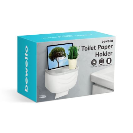 Aufbewahrungsschrank mit Toilettenpapierhalter, 21 × 13,5 cm, weiß/grau