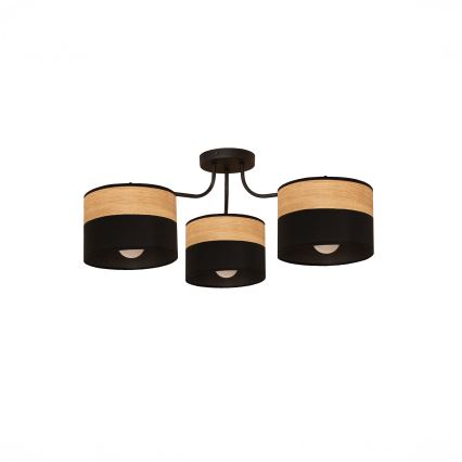 Aufgesetzte Deckenleuchte ALBA, 3x E27, 15 W, 230 V, Ø 66 cm, schwarz/braun