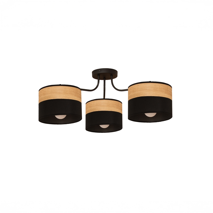 Aufgesetzte Deckenleuchte ALBA, 3x E27, 15 W, 230 V, Ø 66 cm, schwarz/braun