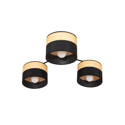Aufgesetzte Deckenleuchte ALBA, 3x E27, 15 W, 230 V, Ø 66 cm, schwarz/braun