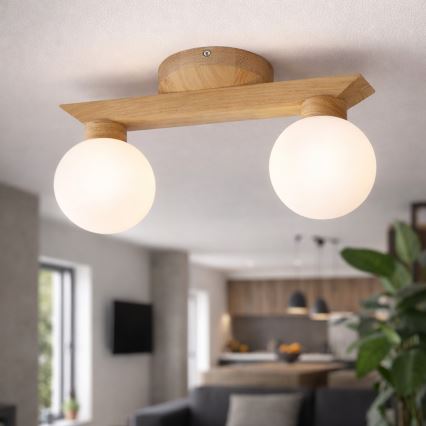 Aufgesetzte Deckenleuchte ANTONIO 2xG9/5W/230V Eiche/Weiß