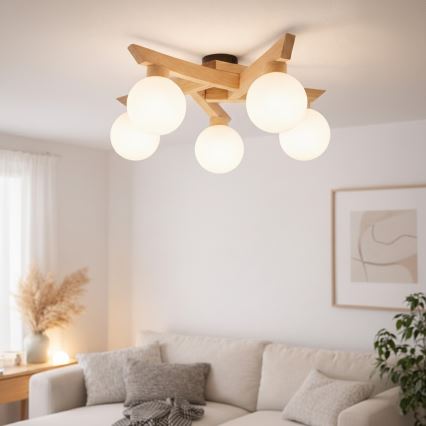 Aufgesetzte Deckenleuchte ANTONIO 5xG9/5W/230V Eiche/Weiß