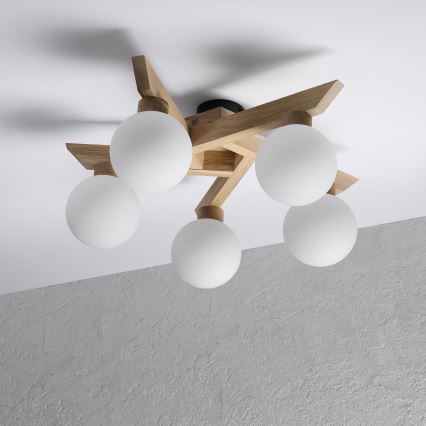 Aufgesetzte Deckenleuchte ANTONIO 5xG9/5W/230V Eiche/Weiß