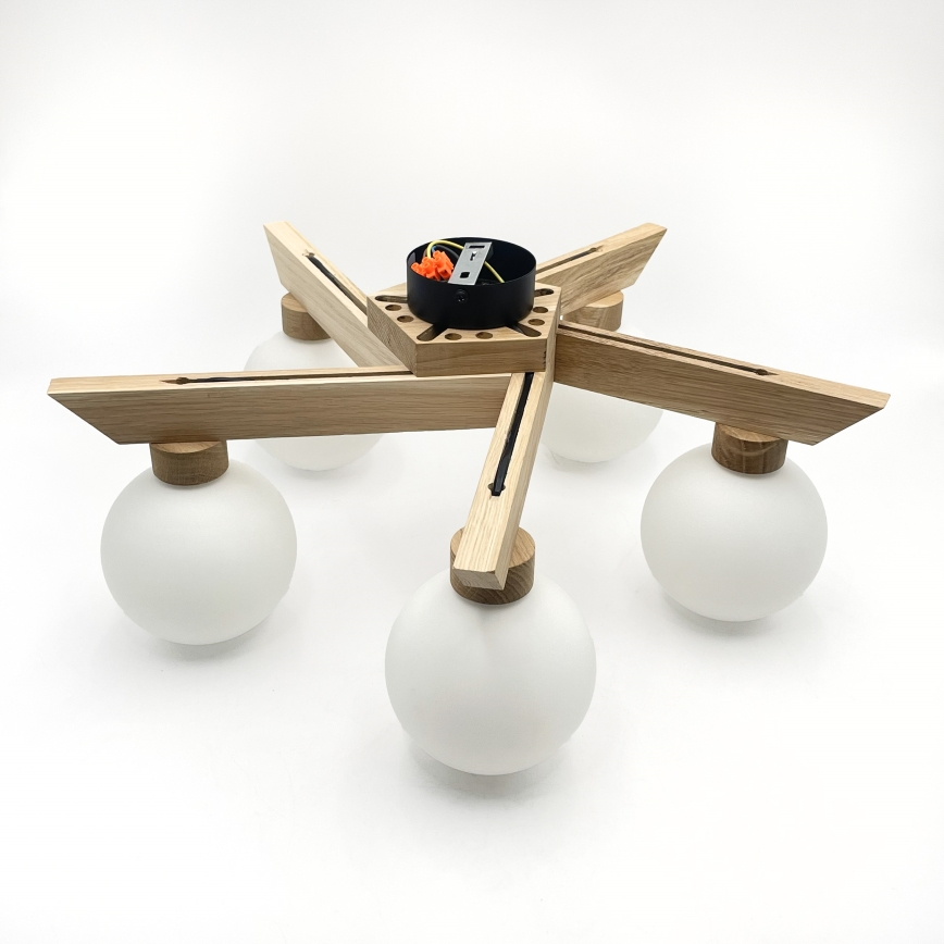 Aufgesetzte Deckenleuchte ANTONIO 5xG9/5W/230V Eiche/Weiß