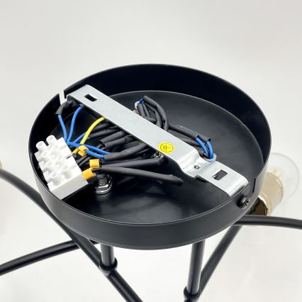 Aufgesetzte Deckenleuchte ANYA 6xE27/15W/230V schwarz/gold