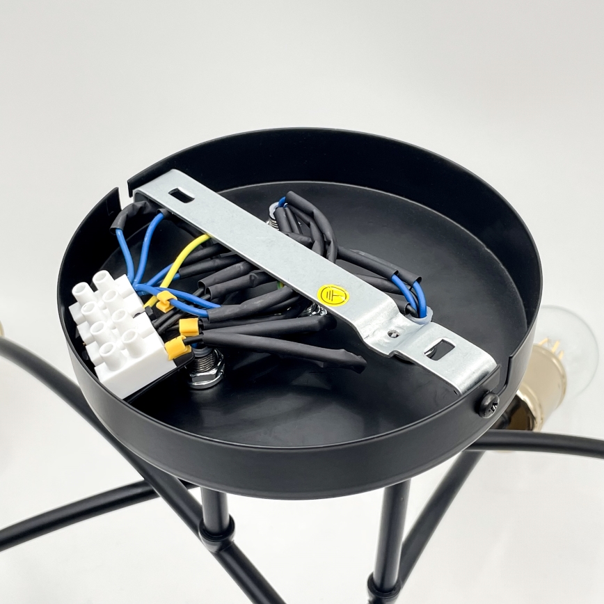 Aufgesetzte Deckenleuchte ANYA 6xE27/15W/230V schwarz/gold