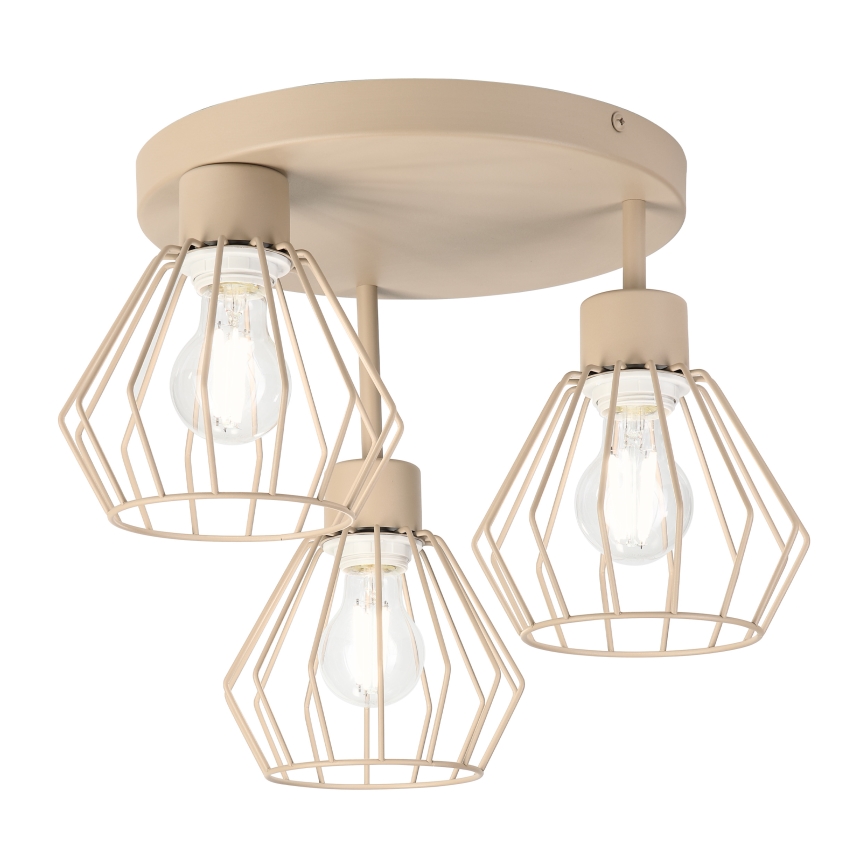 Aufgesetzte Deckenleuchte AUDREY 3xE27/15W/230V beige