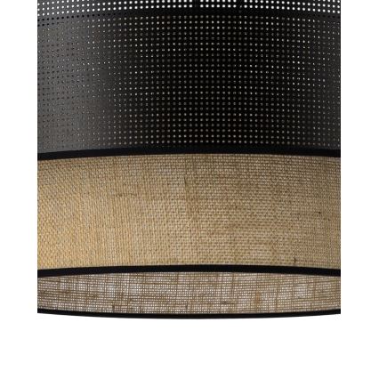 Aufgesetzte Deckenleuchte BORHO, 1x E27 (max. 60 W), 230 V, Ø 50 cm, schwarz/jute