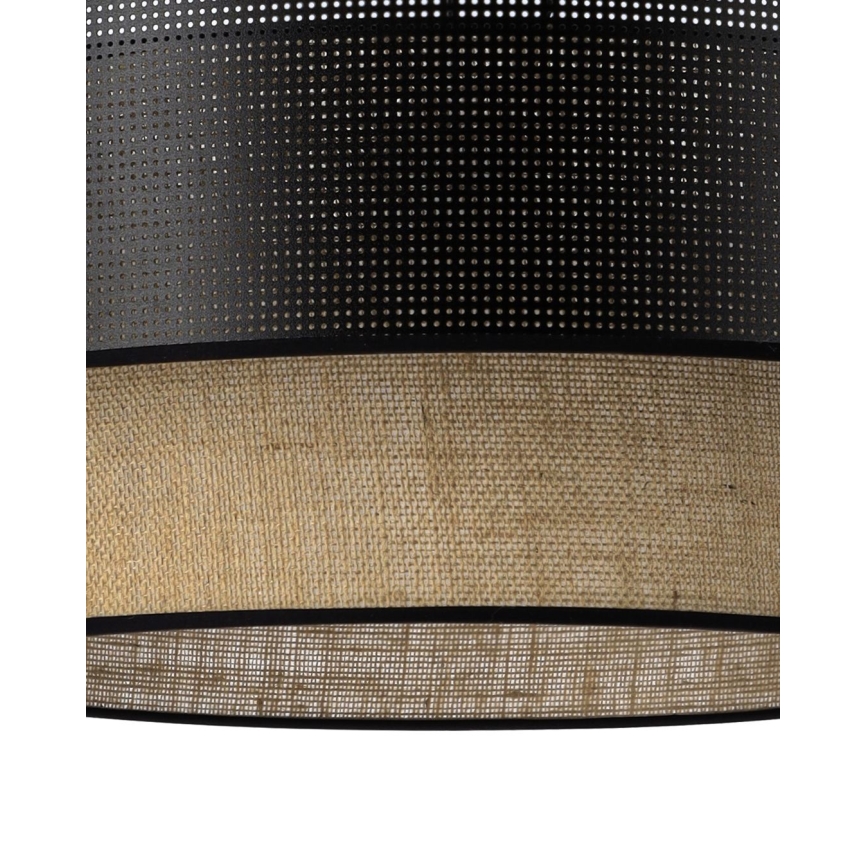 Aufgesetzte Deckenleuchte BORHO, 1x E27 (max. 60 W), 230 V, Ø 50 cm, schwarz/jute