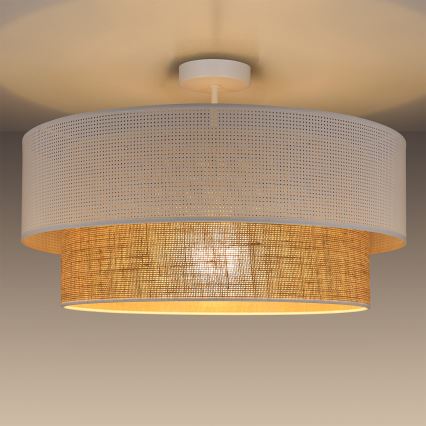 Aufgesetzte Deckenleuchte BORHO 1xE27/60W/230V Ø 40 cm weiß/Jute