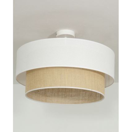 Aufgesetzte Deckenleuchte BORHO 1xE27/60W/230V Ø 40 cm weiß/Jute
