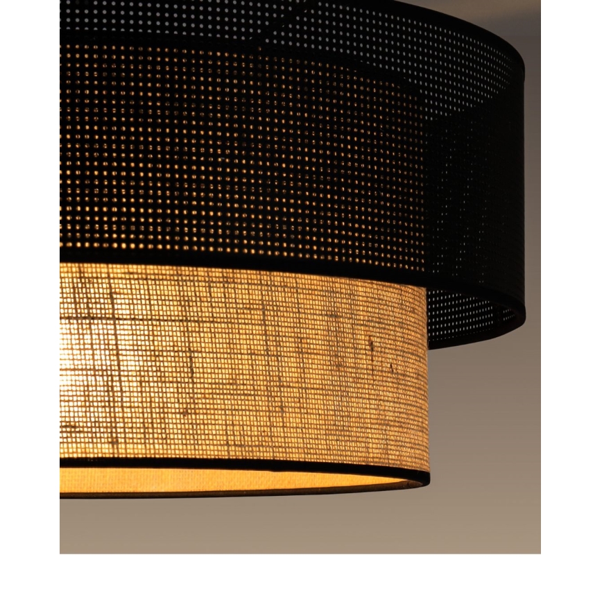 Aufgesetzte Deckenleuchte BORHO 1×E27/60W/230V, Ø 40 cm, schwarz/jute