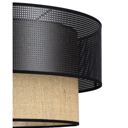 Aufgesetzte Deckenleuchte BORHO 1×E27/60W/230V, Ø 40 cm, schwarz/jute