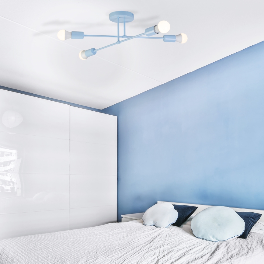 Aufgesetzte Deckenleuchte CAMBRIDGE 4xE27/15W/230V blau