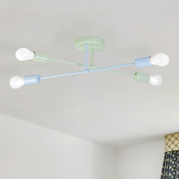 Aufgesetzte Deckenleuchte CAMBRIDGE 4xE27/15W/230V grün/blau