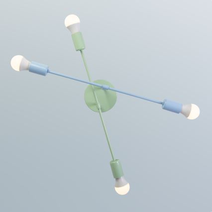 Aufgesetzte Deckenleuchte CAMBRIDGE 4xE27/15W/230V grün/blau