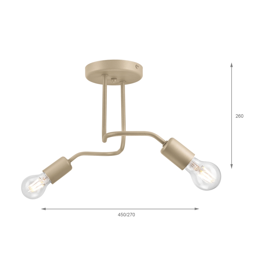 Aufgesetzte Deckenleuchte CHARLIE 2xE27/15W/230V beige