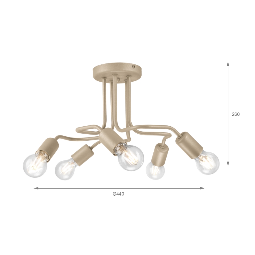 Aufgesetzte Deckenleuchte CHARLIE 5xE27/15W/230V beige