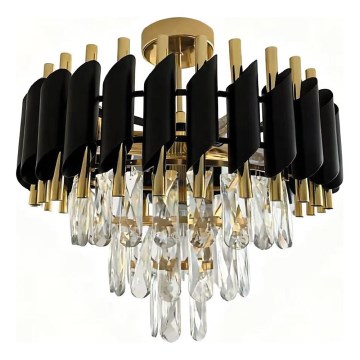 Aufgesetzte Deckenleuchte CRISTAL 5xE14/10W/230V schwarz/gold