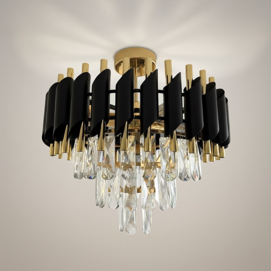 Aufgesetzte Deckenleuchte CRISTAL 5xE14/10W/230V schwarz/gold
