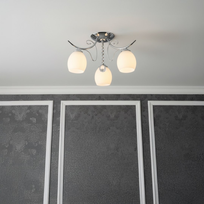 Aufgesetzte Deckenleuchte ELLA 3xE27/15W/230V glänzender Chrom