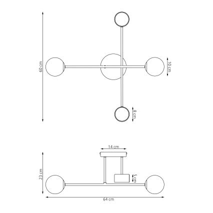 Aufgesetzte Deckenleuchte HOLON 2xG9/8W/230V + 2xGX53/12W, grau