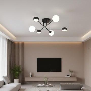 Aufgesetzte Deckenleuchte HOLON 3xG9/8W/230V + 3xGX53/12W schwarz