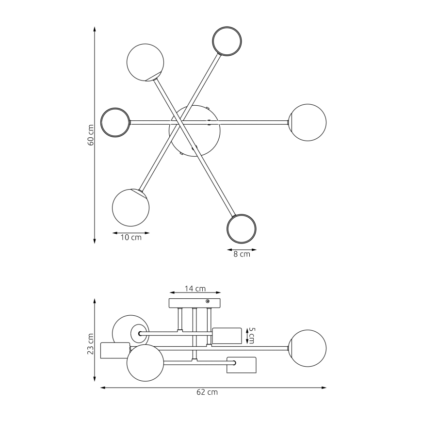Aufgesetzte Deckenleuchte HOLON 3xG9/8W/230V + 3xGX53/12W Weiß