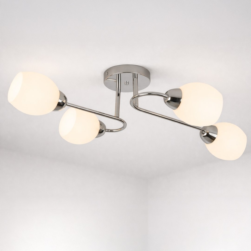 Aufgesetzte Deckenleuchte KING 4xE27/15W/230V, glänzender Chrom