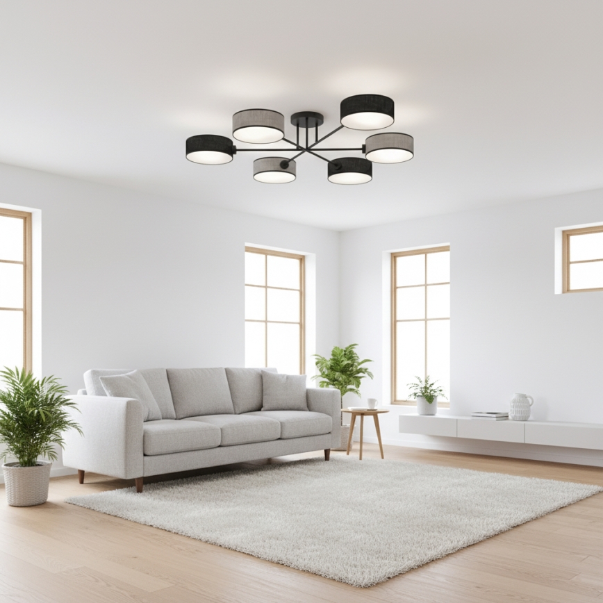 Aufgesetzte Deckenleuchte MAGA 6xE14/10W/230V schwarz/grau