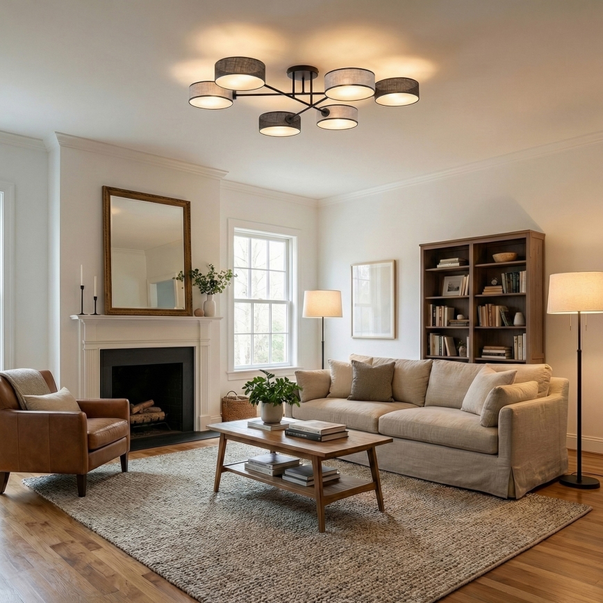 Aufgesetzte Deckenleuchte MAGA 6xE14/10W/230V schwarz/grau