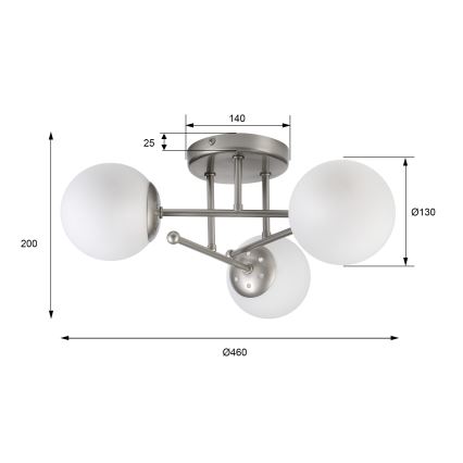Aufgesetzte Deckenleuchte MALENA 3xE14/5W/230V mattchrom/weiß