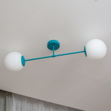 Aufgesetzte Deckenleuchte MOON 2xE27/15W/230V türkis
