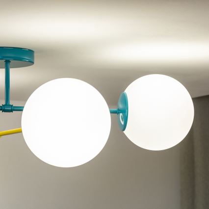 Aufgesetzte Deckenleuchte MOON 4xE27/15W/230V türkis/gelb