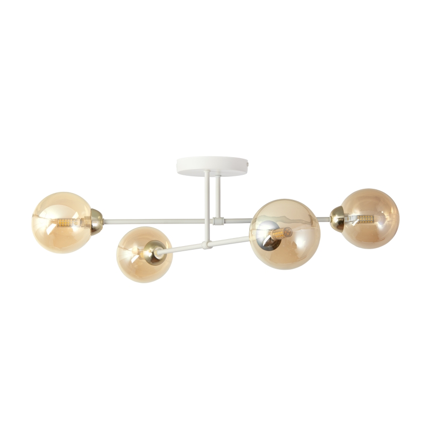Aufgesetzte Deckenleuchte OBSIDIAN 4xG9/10W/230V Creme/Gold/Rauchbeige