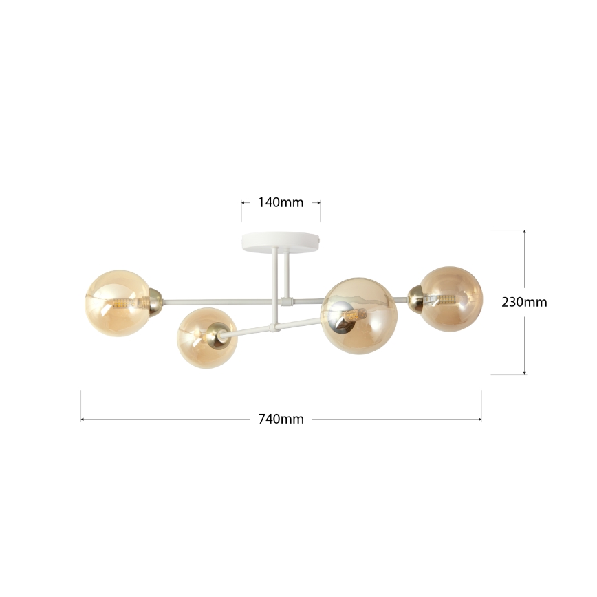 Aufgesetzte Deckenleuchte OBSIDIAN 4xG9/10W/230V Creme/Gold/Rauchbeige