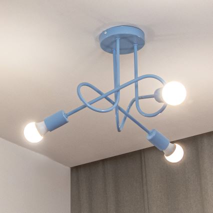 Aufgesetzte Deckenleuchte OXFORD 3xE27/15W/230V blau