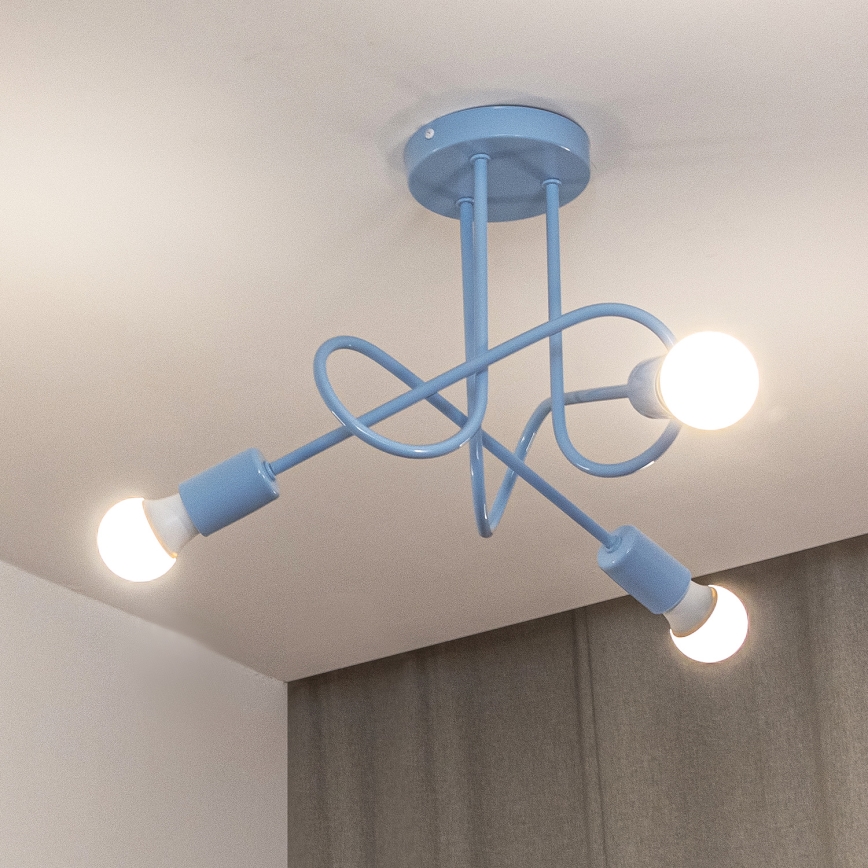 Aufgesetzte Deckenleuchte OXFORD 3xE27/15W/230V blau
