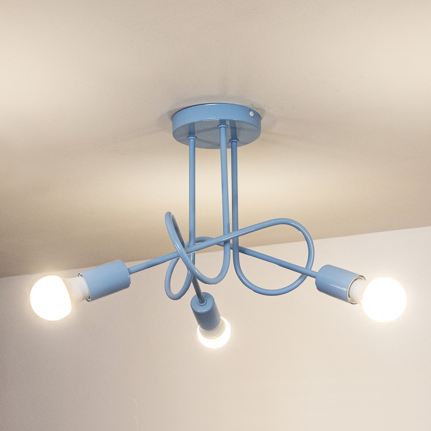 Aufgesetzte Deckenleuchte OXFORD 3xE27/15W/230V blau