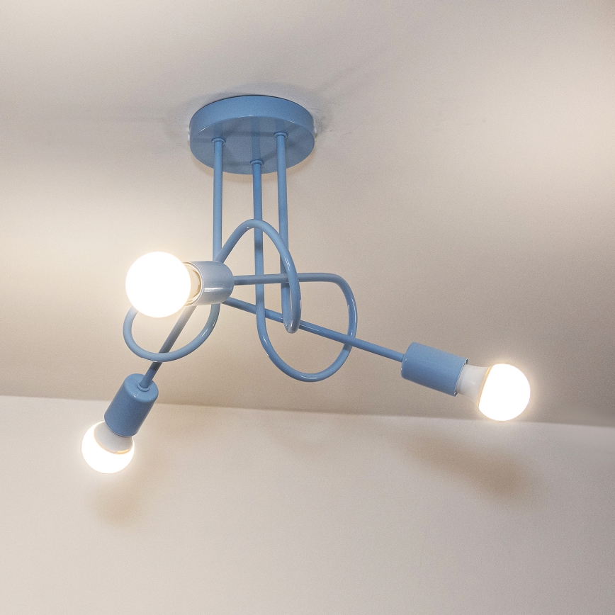 Aufgesetzte Deckenleuchte OXFORD 3xE27/15W/230V blau