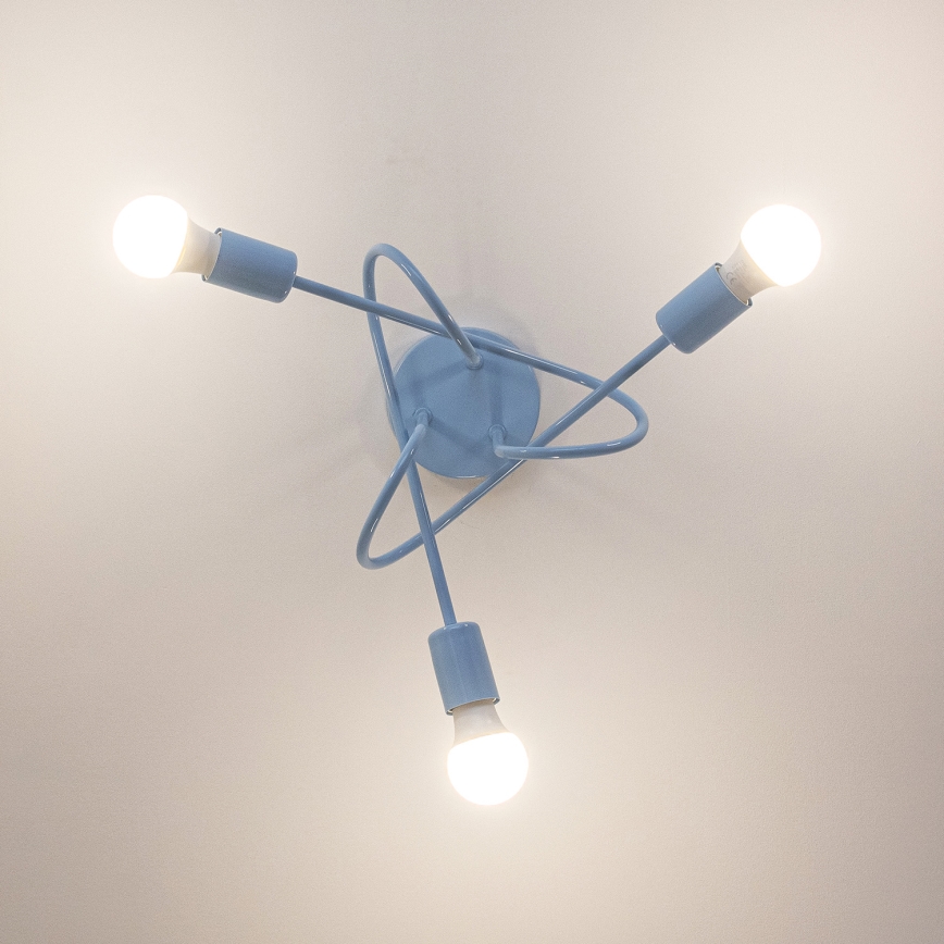 Aufgesetzte Deckenleuchte OXFORD 3xE27/15W/230V blau