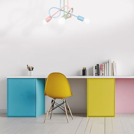 Aufgesetzte Deckenleuchte OXFORD 3xE27/15W/230V grün/rosa/blau