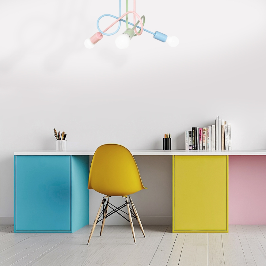 Aufgesetzte Deckenleuchte OXFORD 3xE27/15W/230V grün/rosa/blau