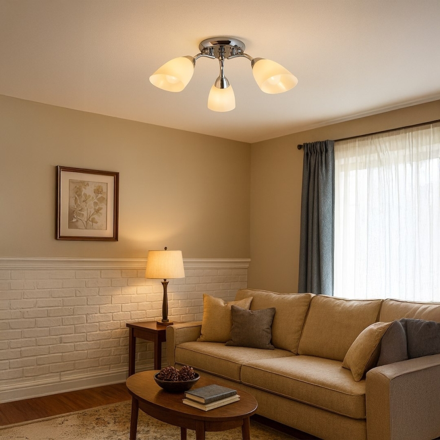 Aufgesetzte Deckenleuchte PORTOS 3xE14/10W/230V, glänzender Chrom