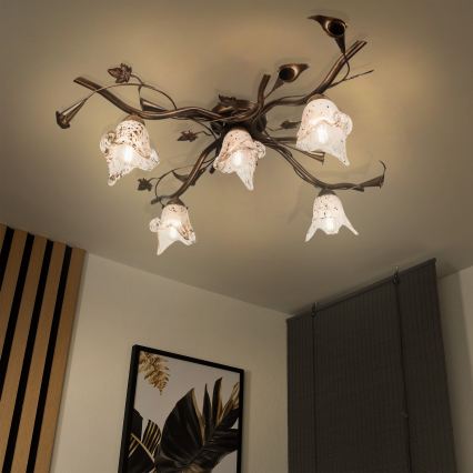 Aufgesetzte Deckenleuchte ROZETA 5xE14/40W/230V bronzefarben