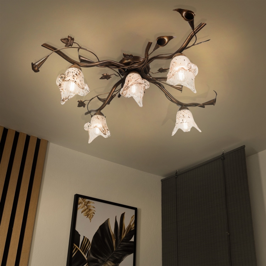 Aufgesetzte Deckenleuchte ROZETA 5xE14/40W/230V bronzefarben