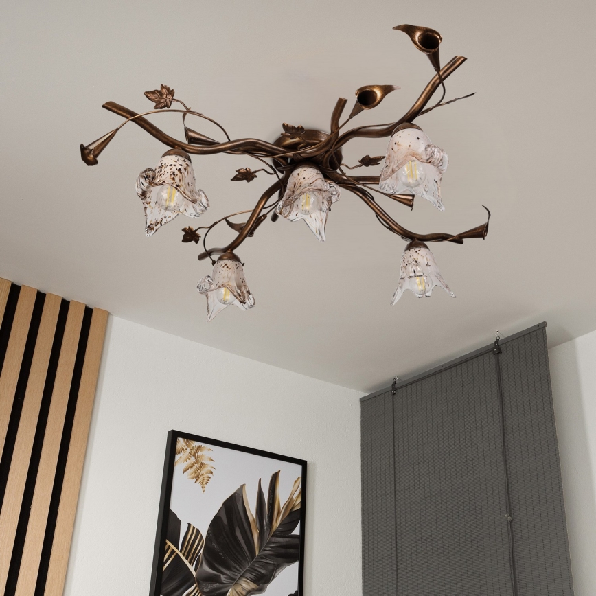 Aufgesetzte Deckenleuchte ROZETA 5xE14/40W/230V bronzefarben